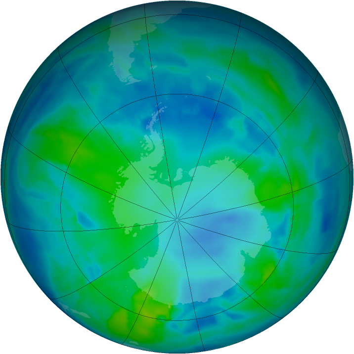 Antarctic ozone map for 28 April 2012